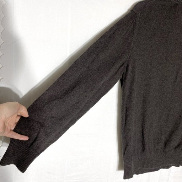 Eddie Bauer Brown Cotton Cashmere Knit Mock Neck Half Zip Pullover Sweater M - Picture 8 of 13